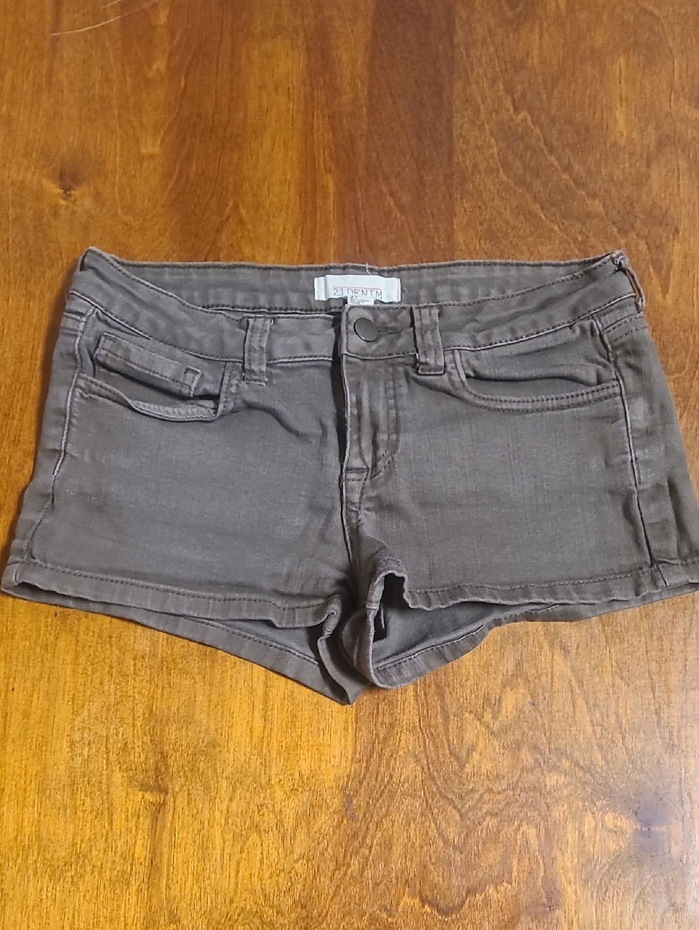 2.1 Denim Olive-Green Low-Rise Jean Shorts